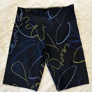 Calvin Klein Black Bike Shorts with Blue and Yellow Accents